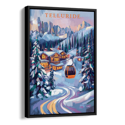 Telluride Winter Wonderland Side - Black Canvas Wall Art