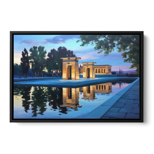 Temple of Debod Twilight - Black Framed Canvas Wall Art - Front