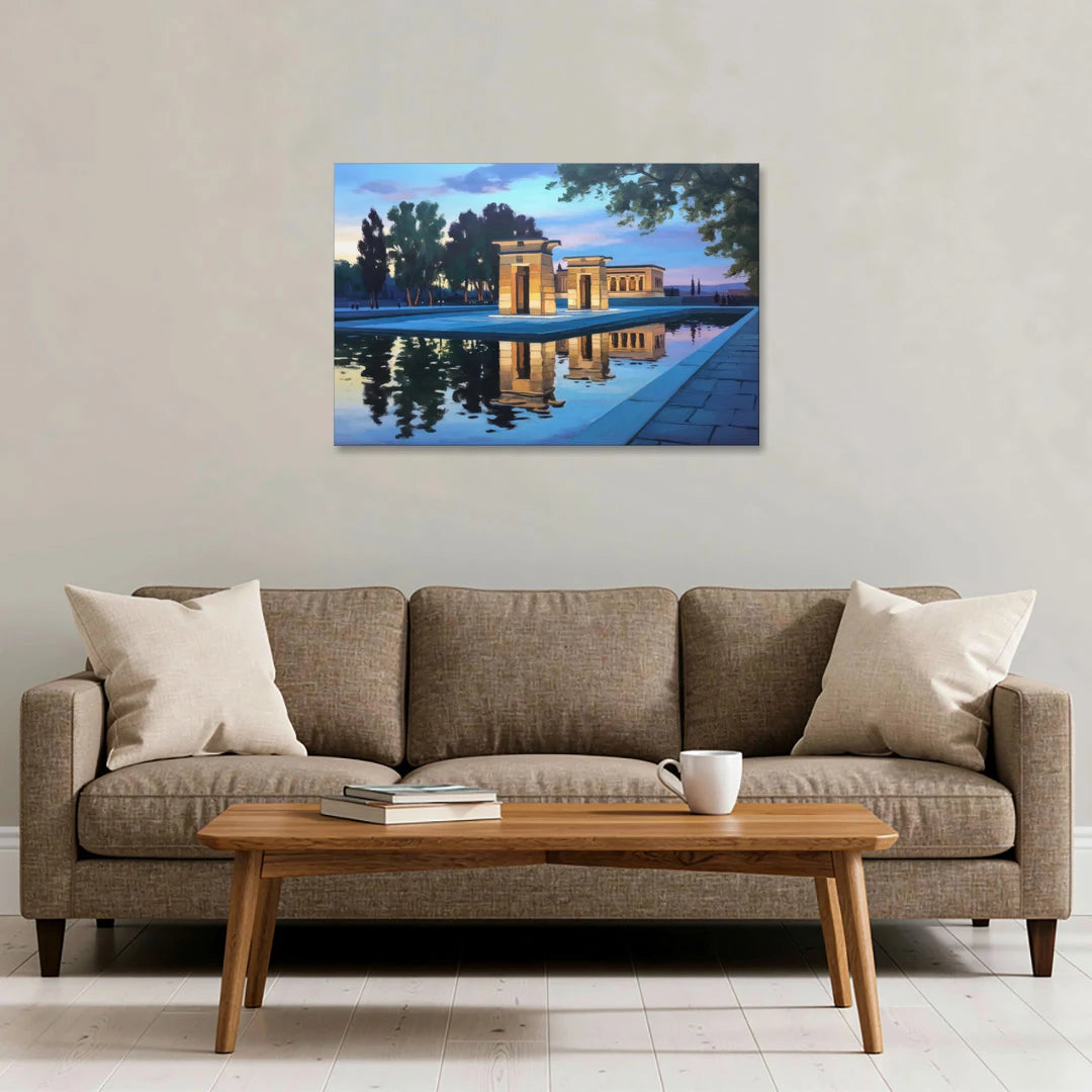 Temple of Debod Twilight - Canvas Wall Art - Sofa - 36x24