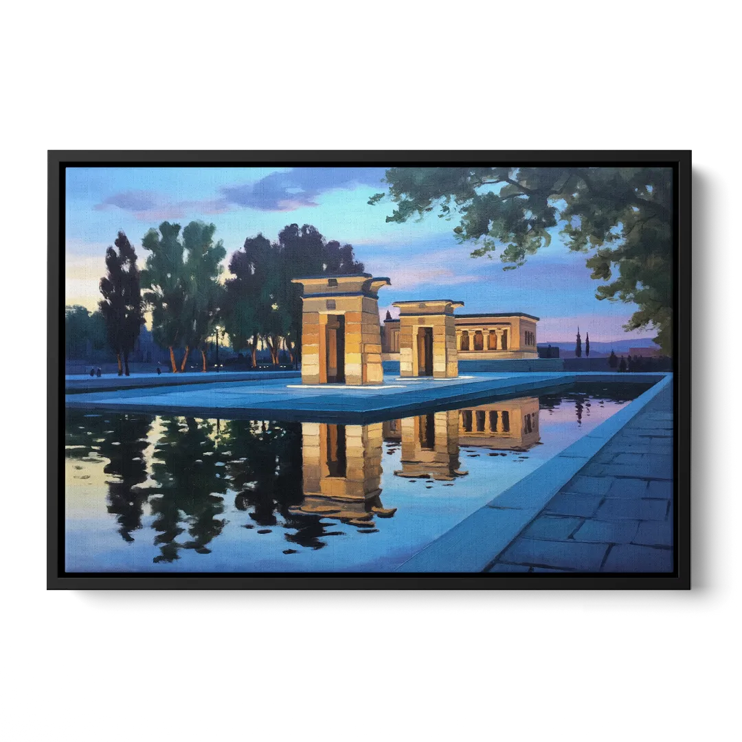 Temple of Debod Twilight Front - Black Canvas Wall Art