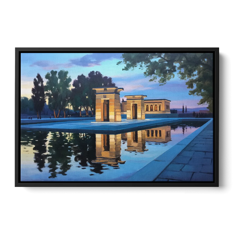 Temple of Debod Twilight Front - Black Canvas Wall Art