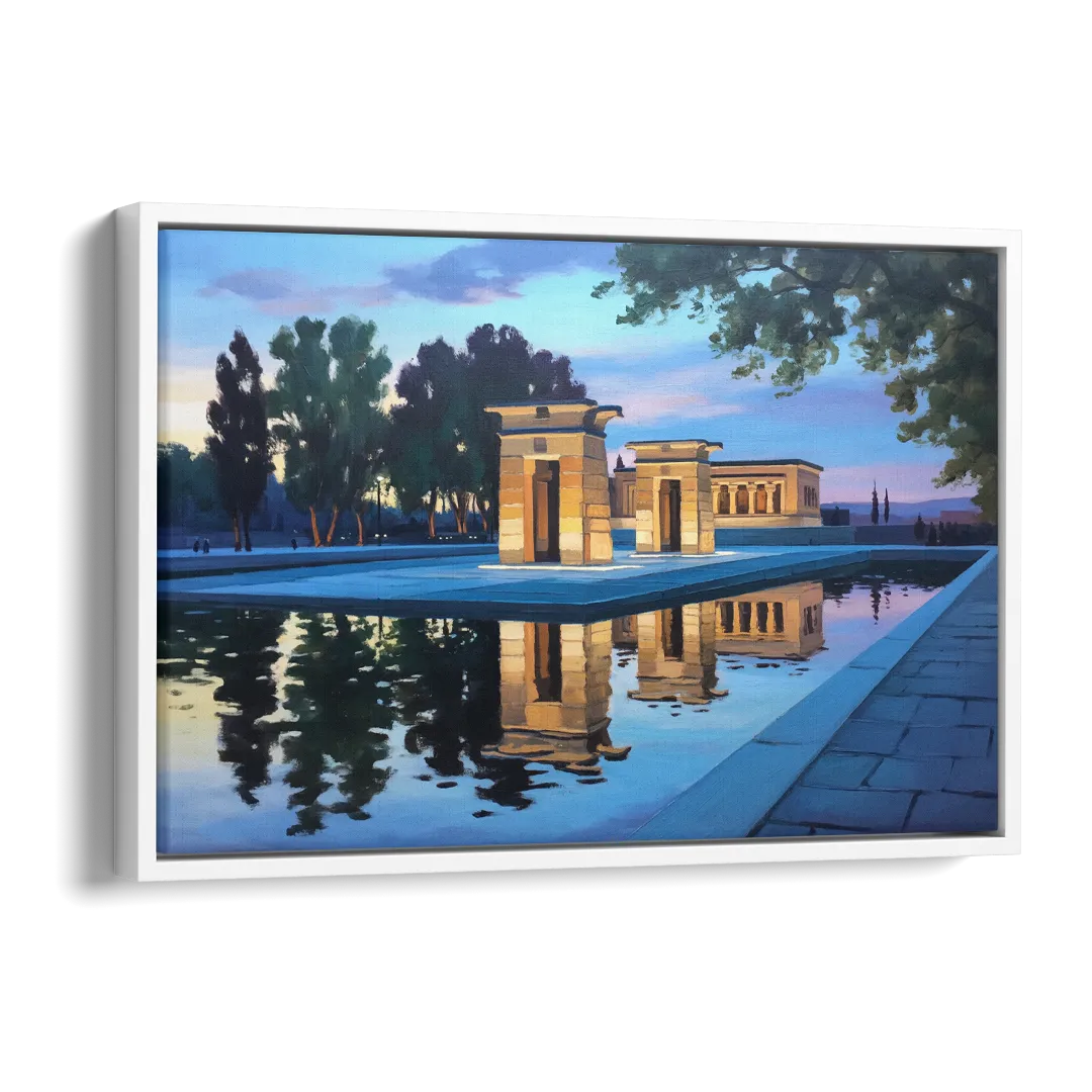 Temple of Debod Twilight Side - White Canvas Wall Art