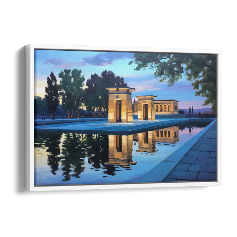 Temple of Debod Twilight Side - White Canvas Wall Art