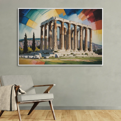 Temple of Olympian Zeus Sitting Room - White Canvas Wall Art