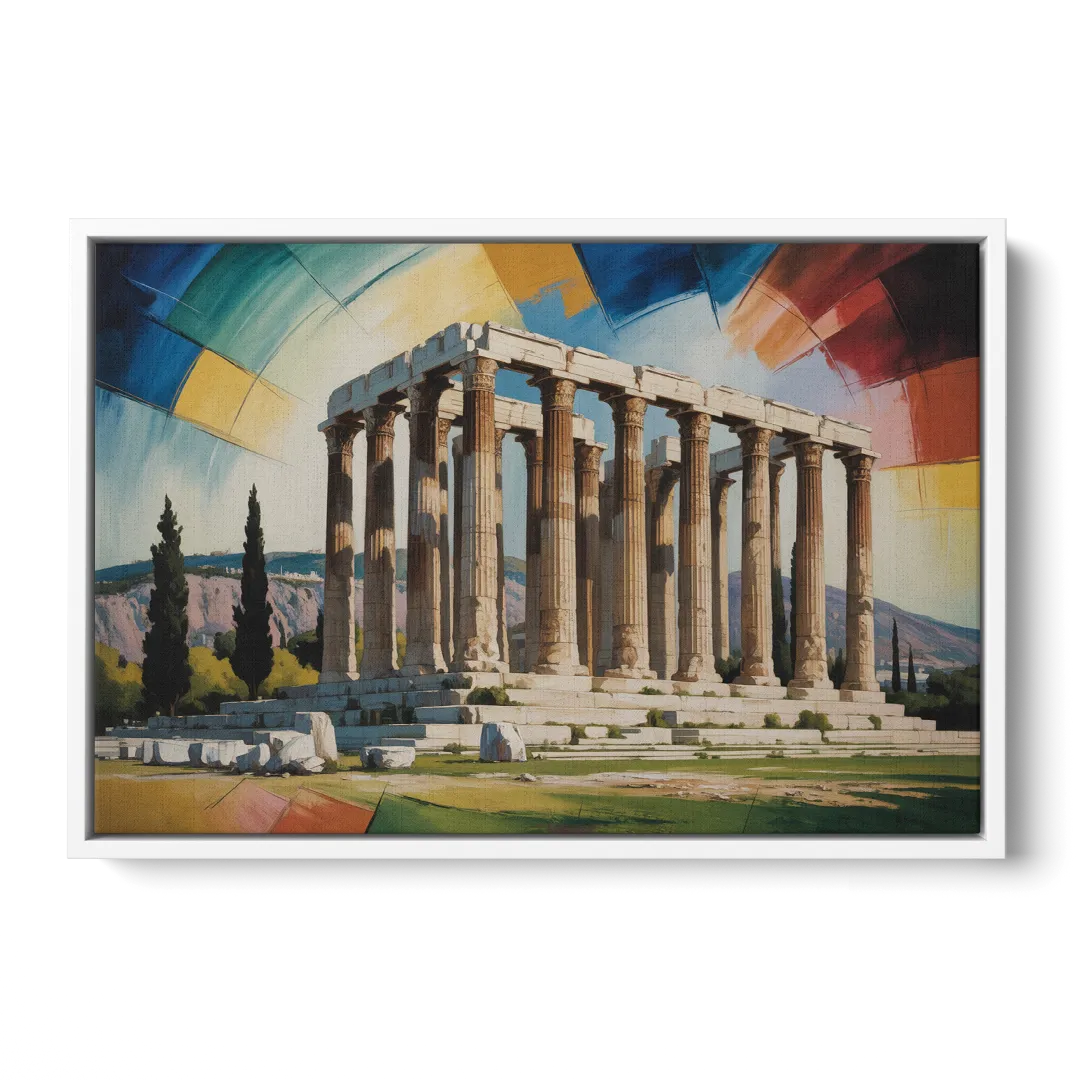 Temple of Olympian Zeus Front - White Canvas Wall Art