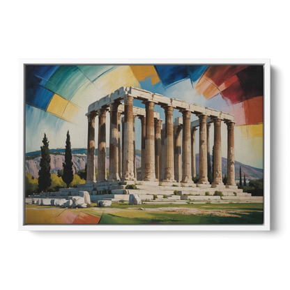 Temple of Olympian Zeus Front - White Canvas Wall Art