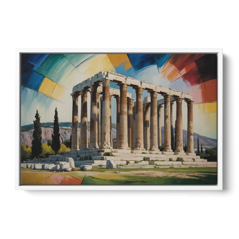 Temple of Olympian Zeus Front - White Canvas Wall Art