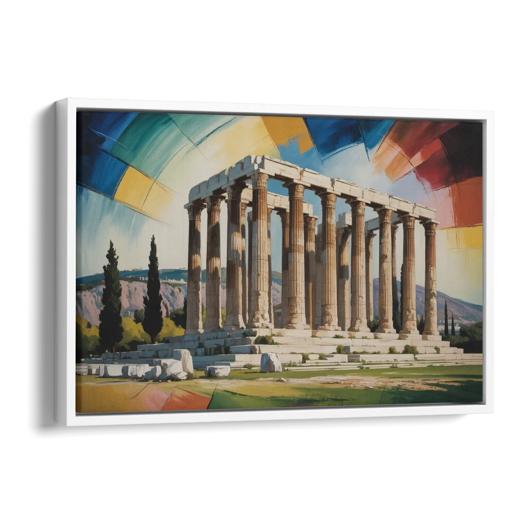 Temple of Olympian Zeus Side - White Canvas Wall Art