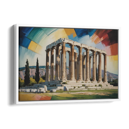Temple of Olympian Zeus Side - White Canvas Wall Art