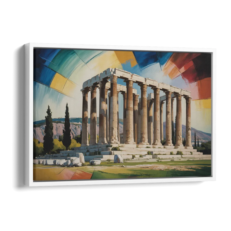 Temple of Olympian Zeus Side - White Canvas Wall Art