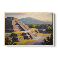 Temple of Quetzalcoatl - Oak Framed Canvas Wall Art - Front