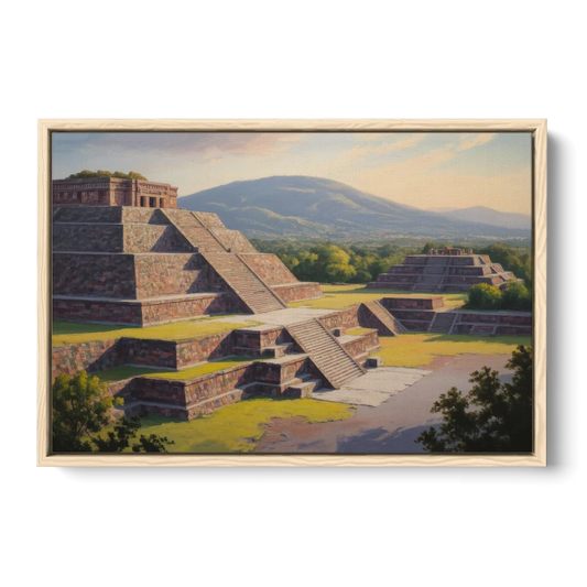 Temple of Quetzalcoatl - Oak Framed Canvas Wall Art - Front
