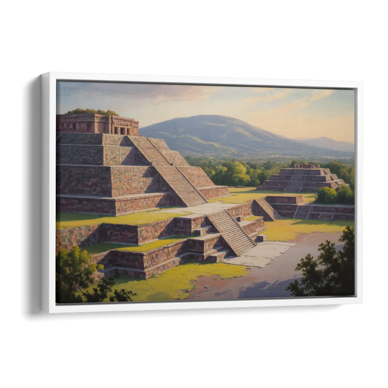 Temple of Quetzalcoatl Side - White Canvas Wall Art