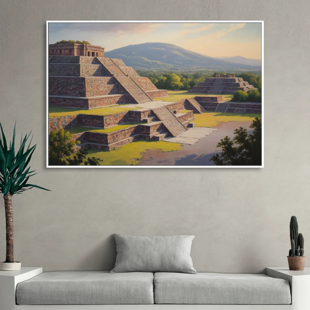 Temple of Quetzalcoatl Sitting Room - White Canvas Wall Art