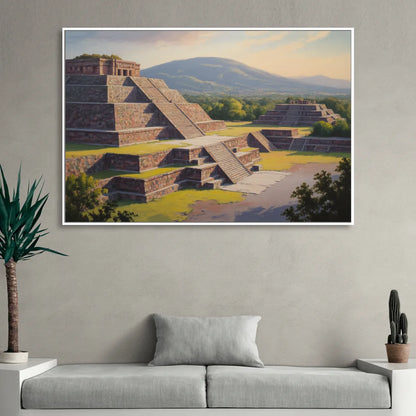 Temple of Quetzalcoatl Sitting Room - White Canvas Wall Art
