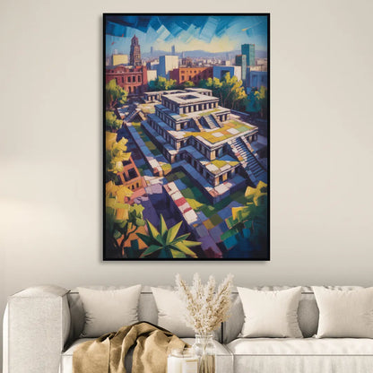 Templo Mayor Ruins Living Room - Black Canvas Wall Art