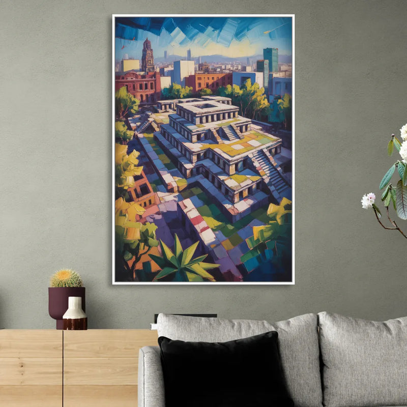 Templo Mayor Ruins Sitting Room - White Canvas Wall Art