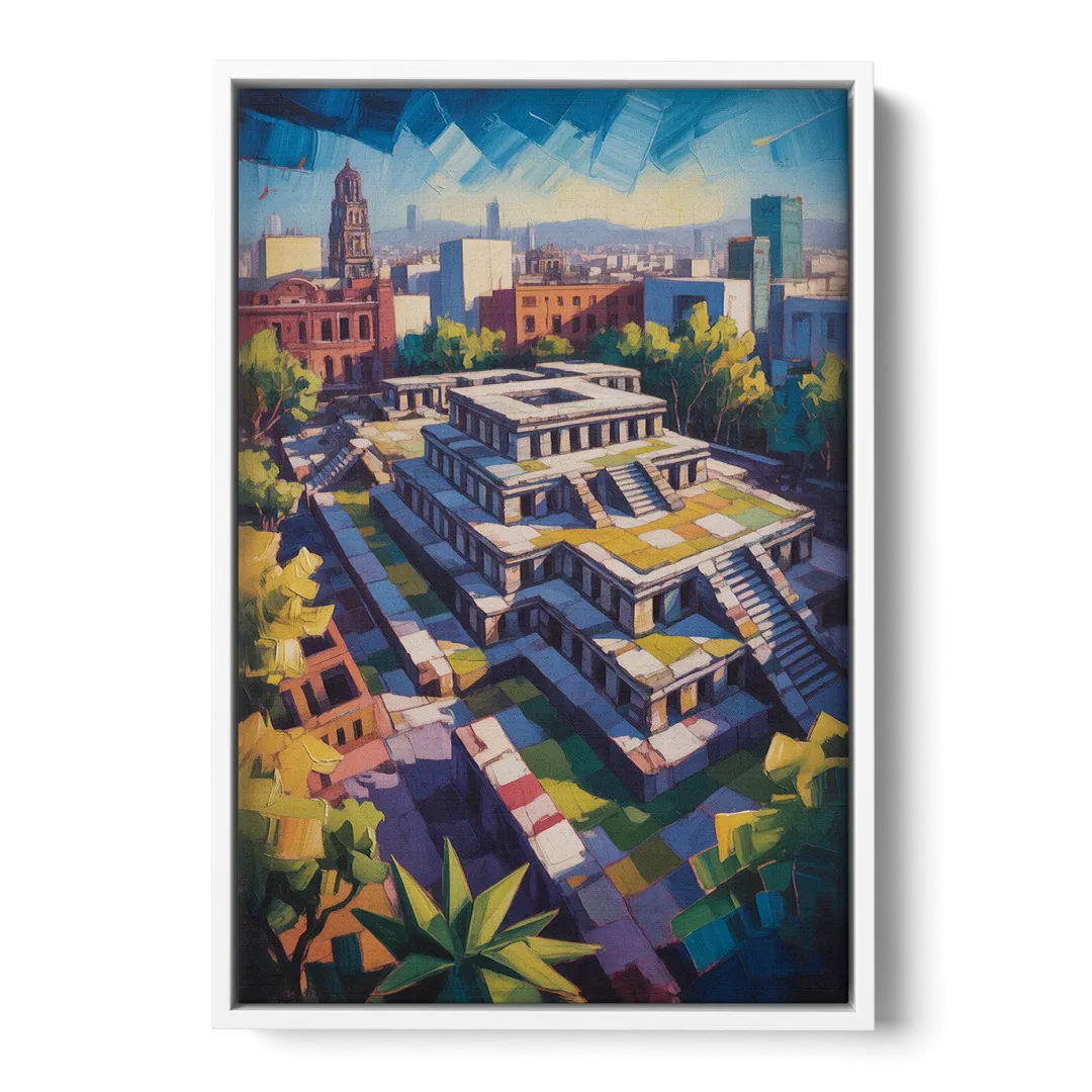 Templo Mayor Ruins Front - White Canvas Wall Art