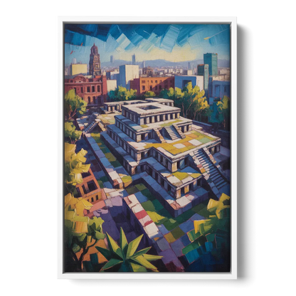 Templo Mayor Ruins Front - White Canvas Wall Art