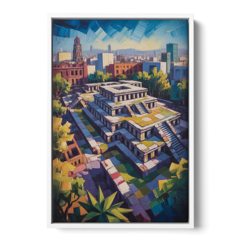 Templo Mayor Ruins Front - White Canvas Wall Art