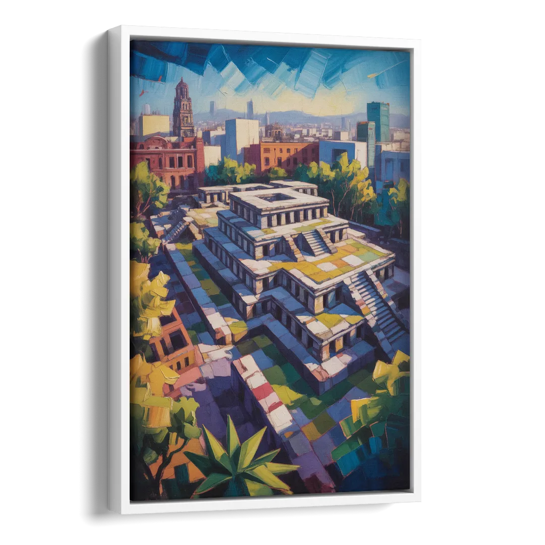 Templo Mayor Ruins Side - White Canvas Wall Art