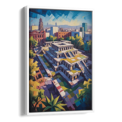 Templo Mayor Ruins Side - White Canvas Wall Art