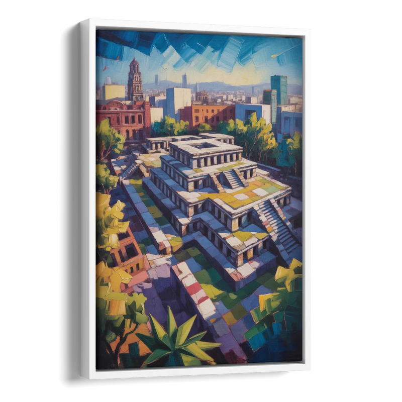 Templo Mayor Ruins Side - White Canvas Wall Art