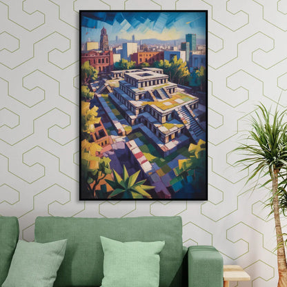 Templo Mayor Ruins Sitting Room - Black Canvas Wall Art