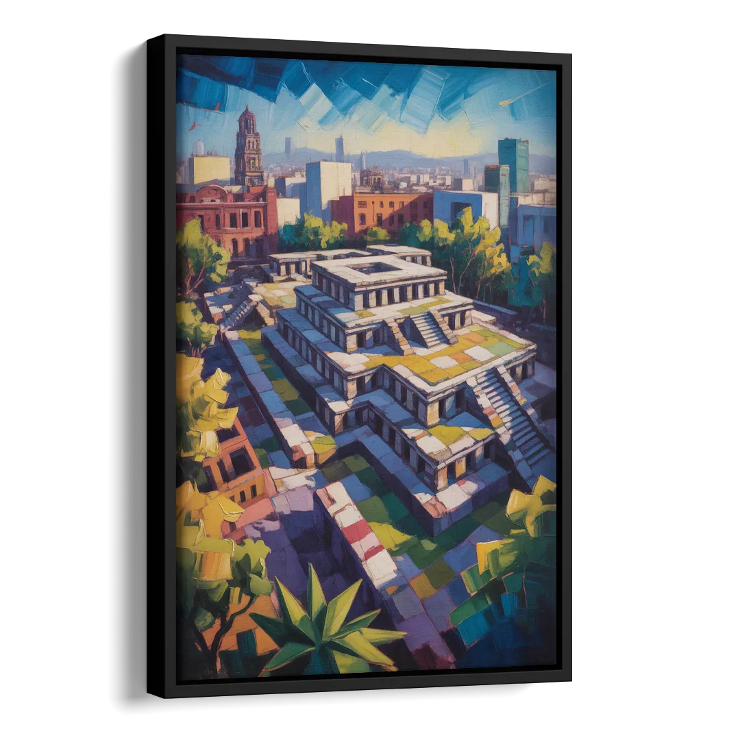 Templo Mayor Ruins Side - Black Canvas Wall Art