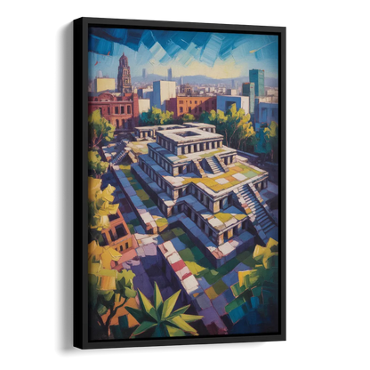 Templo Mayor Ruins Side - Black Canvas Wall Art