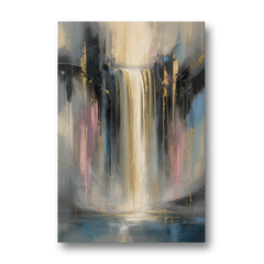 Textured Abstract Painting of a Gilded Waterfall - Canvas Wall Art - Front