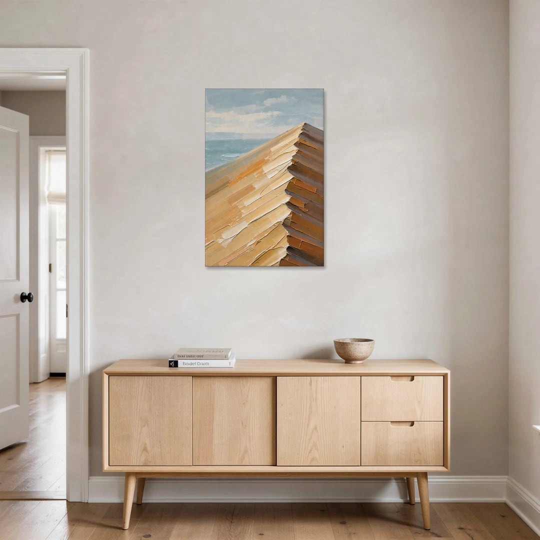 Textured Beige Abstract Dune Crest - Canvas Wall Art - Coffee Table - 24x36