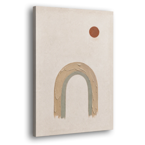 Textured Boho Wall Art with Arch and Rust Sun - Canvas Wall Art - Side