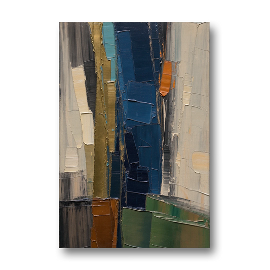Textured Canvas Painting of Navy and Brass - Canvas Wall Art - Front