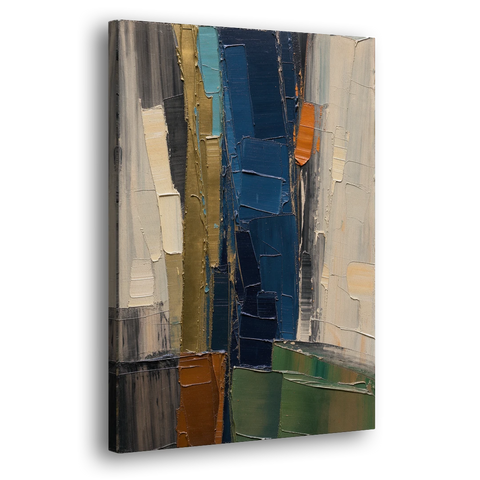 Textured Canvas Painting of Navy and Brass - Canvas Wall Art - Side