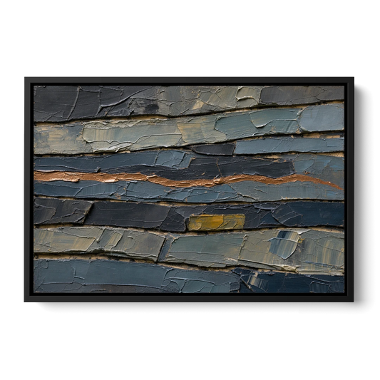Textured Copper Seam in Basalt - Black Framed Canvas Wall Art - Front