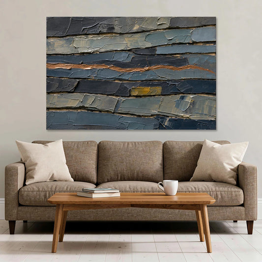 Textured Copper Seam in Basalt - Canvas Wall Art - Sofa - 60x40