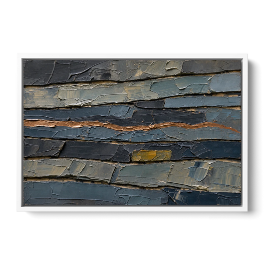 Textured Copper Seam in Basalt - White Framed Canvas Wall Art - Front