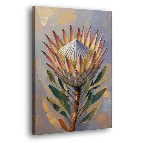 Textured Floral Wall Art of a King Protea - Canvas Wall Art - Side