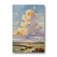 Textured Golden Cumulus Over Sage Field for the Living Room - Canvas Wall Art - Front