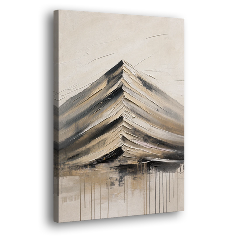 Textured Mountain Painting with Dripping Base - Canvas Wall Art - Side