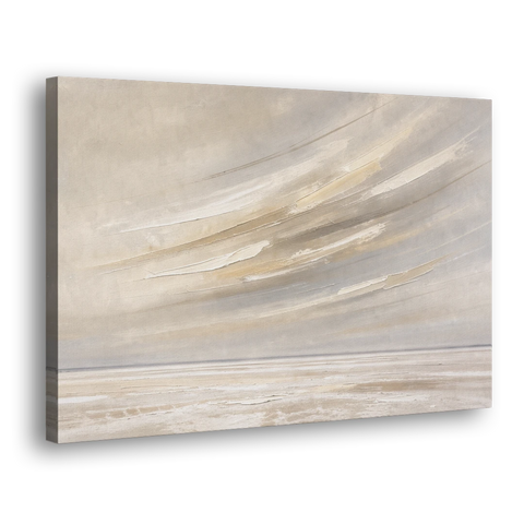 Textured Neutral Wall Art of Wind Streaks Over Flats - Canvas Wall Art - Side
