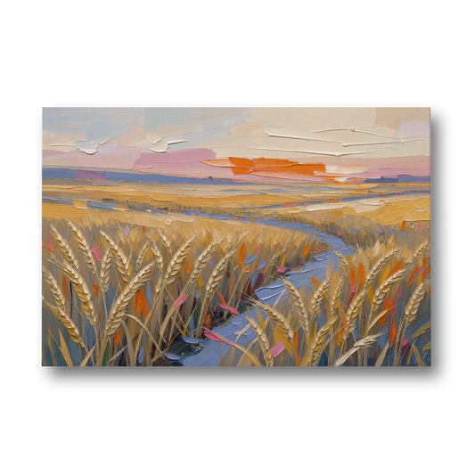 Textured Ripened Grain at Dusk - Canvas Wall Art - Front
