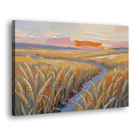 Textured Ripened Grain at Dusk - Canvas Wall Art - Side