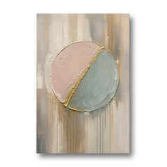 Textured Wall Art with Blush and Sea Glass Halves - Canvas Wall Art - Front
