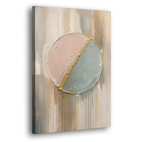 Textured Wall Art with Blush and Sea Glass Halves - Canvas Wall Art - Side