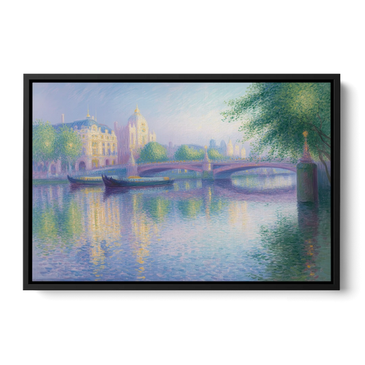 Thames Reflections - Black Framed Canvas Wall Art - Front