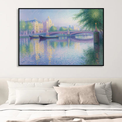 Thames Reflections Sitting Room - Black Canvas Wall Art
