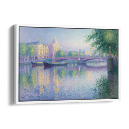 Thames Reflections Side - White Canvas Wall Art