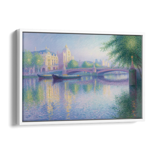 Thames Reflections Side - White Canvas Wall Art